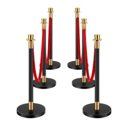 Jonotolpasetti 6 kpl musta 201 ruostumatonta terästä 4 punaista 1 5m samettiköyttä