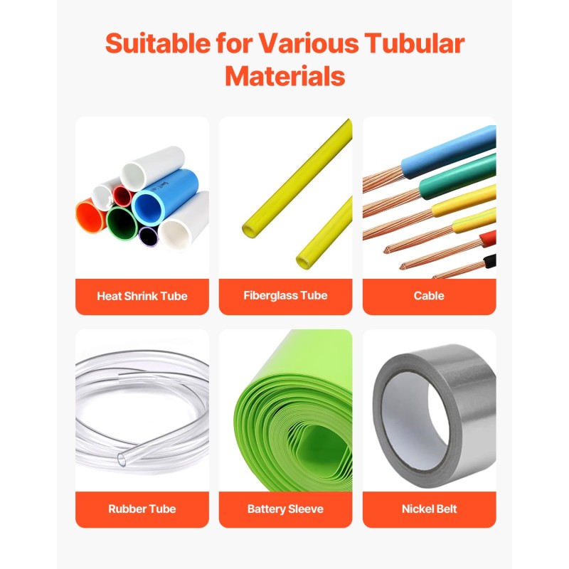 Automaattinen putkileikkuri lämpökutisteille lasikuituputkille kaapeleille leikkuuleveys 1–85 mm enimmäispaksuus 3 mm