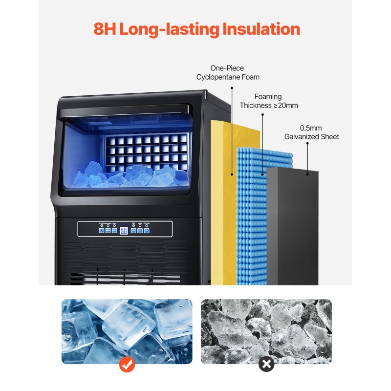 Jääpalakone ammattikäyttöön sinkitty teräs ABS 80 lbs/24 h 12 lbs jääsäiliö