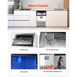 Kaupallinen jääpalakone ruostumatonta terästä 120 paunaa 24 tunnissa 33 paunaa säilytys