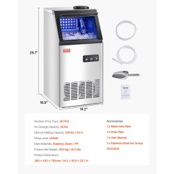 Kaupallinen jääpalakone ruostumaton teräs 120 paunaa 24 tunnissa itsepuhdistus