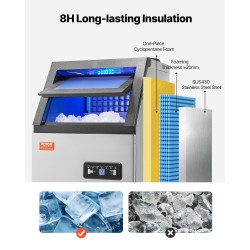 Vapaasti seisova kaupallinen jääkaasutin ruostumaton teräs 110 paunaa vuorokaudessa 28 paunaa säilytys