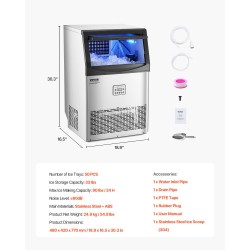 Jääpalakone ruostumaton teräs ja ABS-muovi 90 paunaa vuorokaudessa 33 paunan säiliö