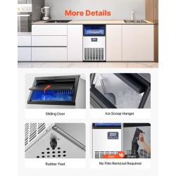 Jääpalakone vapaasti seisova ruostumatonta terästä 100 paunaa vuorokaudessa 33 paunan varasto digitaalinäytöllä