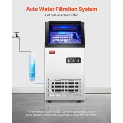 Kaupallinen vapaasti seisova jääkaasutin ruostumattomasta teräksestä 100 lbs/24h 28 lbs säiliö