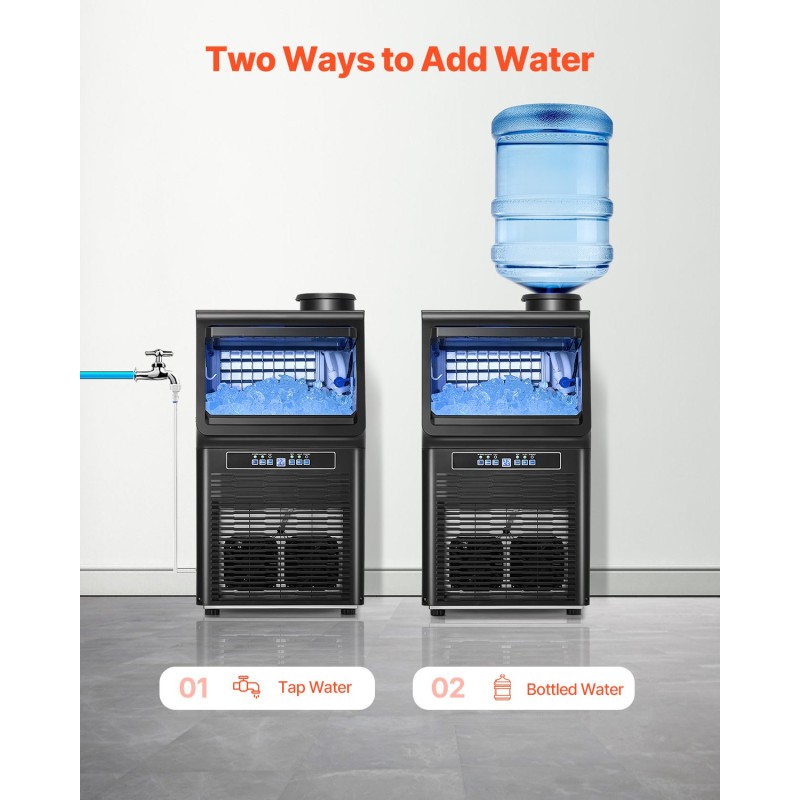 Vapaasti seisova jääpalakone ammattikäyttöön sinkitty teräs 90 paunaa vuorokaudessa 12 paunan jääsäiliö