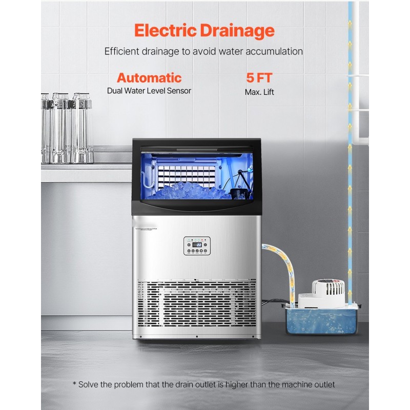 Jääpalakone kaupalliseen käyttöön ruostumatonta terästä 90 paunaa vuorokaudessa 33 paunaa säilytystila