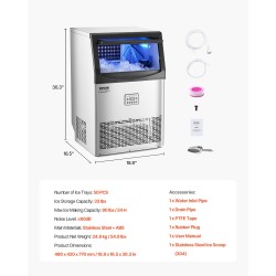 Jääpalakone kaupalliseen käyttöön ruostumatonta terästä 90 paunaa vuorokaudessa 33 paunaa säilytystila