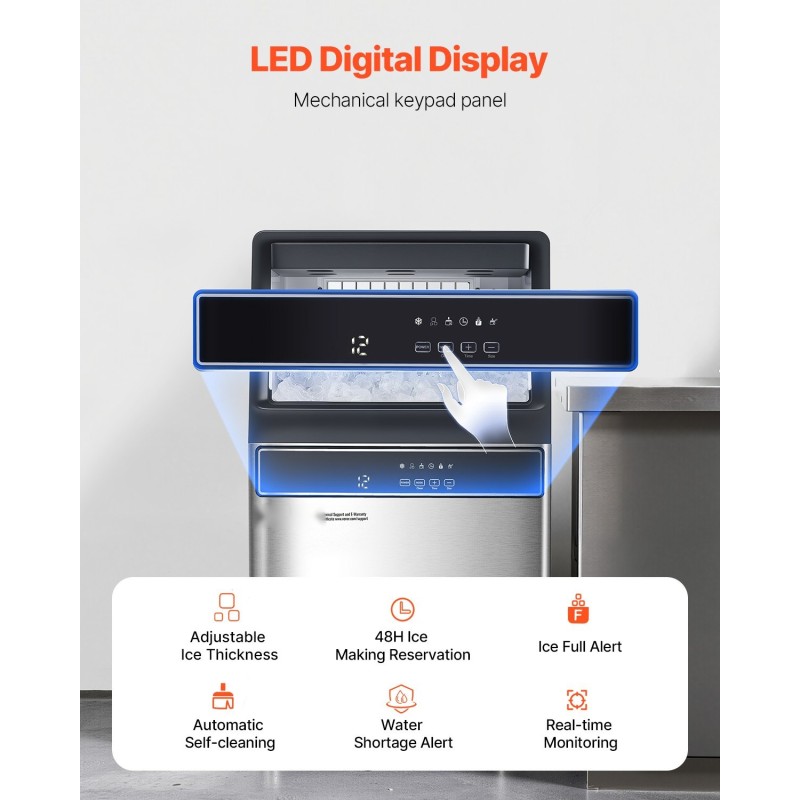 Jääpalakone ruostumatonta terästä 110 paunaa 24 tunnissa 33 paunaa säilytys itsepuhdistus