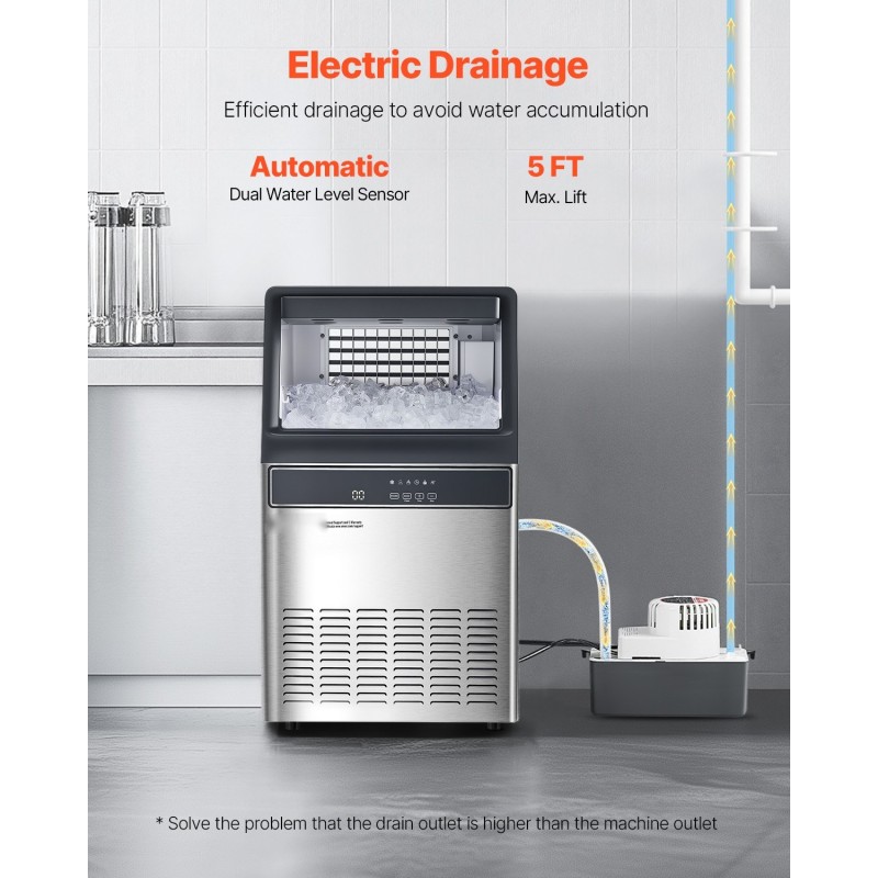 Jääpalakone ruostumatonta terästä 110 paunaa 24 tunnissa 33 paunaa säilytys itsepuhdistus