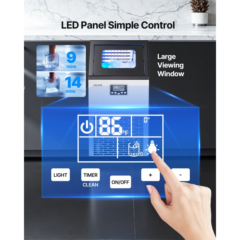Jääpalakone ruostumaton teräs 45 kg/vrk 13 kg säiliö ammattikeittiöihin