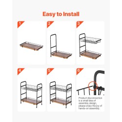 Työtasoinen kahvibaarin järjestelijä hiiliteräksinen matta musta 12 mukille