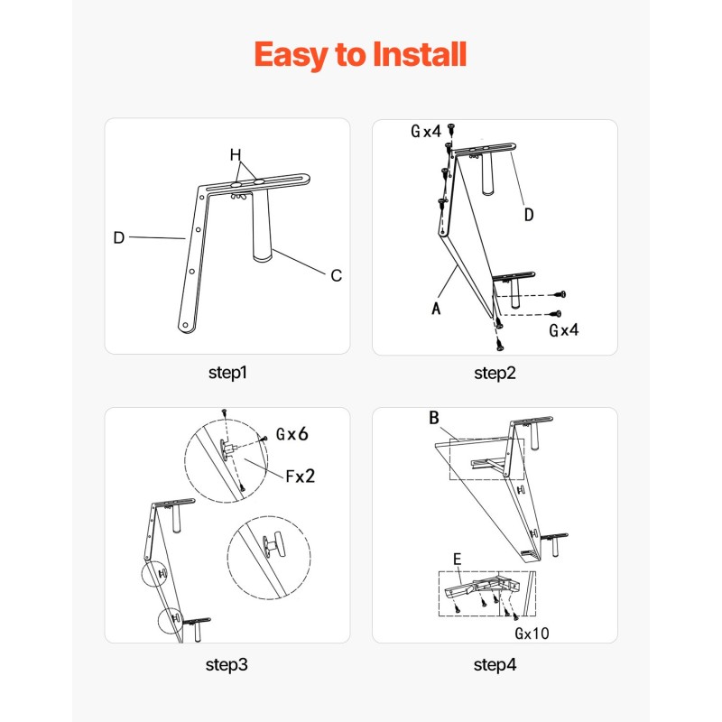 Ripustettava parvekepöytä ruostumaton teräsrunko PS-pöytälevy taittuva ulkokäyttöön 800 x 300 mm