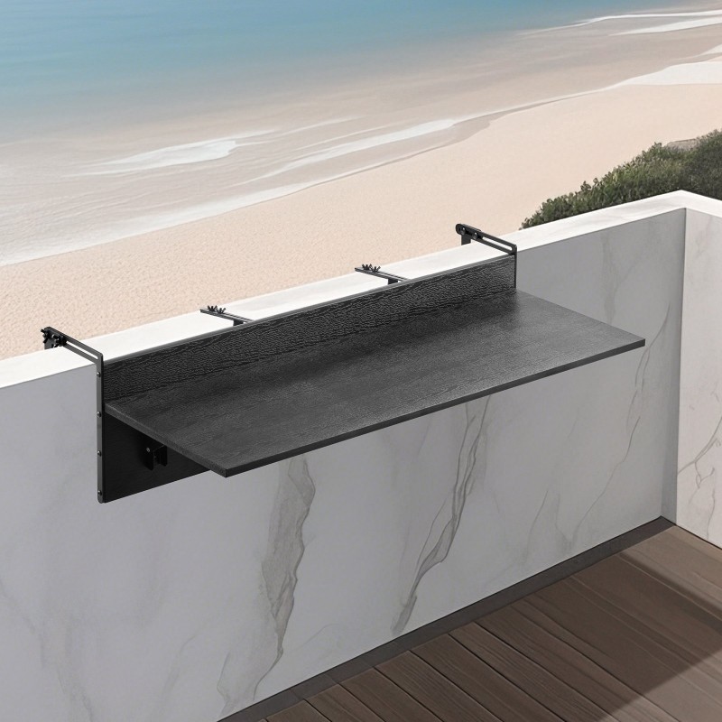 Taittuva ripustettava parvekekaidepöytä ruostumaton teräskannatin PS-muovinen pöytälevy 1500 x 300 mm