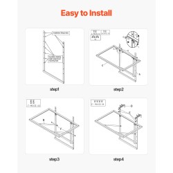 Parvekekaiteeseen ripustettava taittuva pöytä 610×410 mm ruostumattomasta teräksestä 5-portainen korkeussäätö