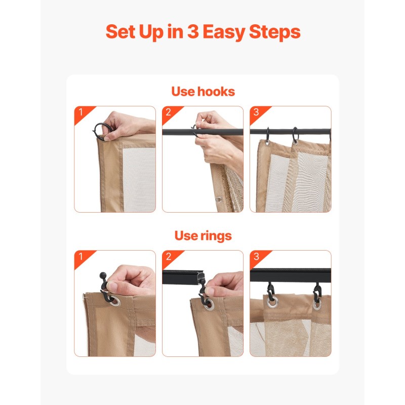 Hyttysverkko paviljonkiin nelipaneelinen khakinvärinen kaksipuoleinen vetoketju