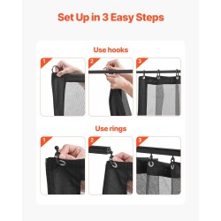 Paviljongin verkkosivuseinä 4-paneelinen musta hyönteissuoja hengittävä verkko 340×340×226 cm