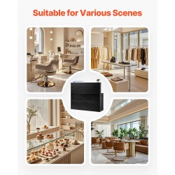 Vastaanottotiski L-muotoinen MDF 1400x800x1200 mm musta lukittava kaappi näppäimistötaso