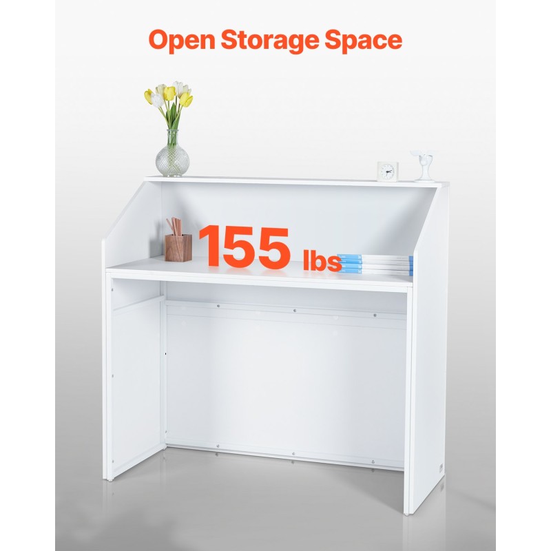 Vastaanottotiski MDF-levy valkoinen mitat 1180×500×1115 millimetriä