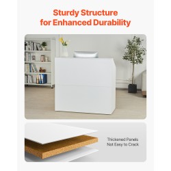 Vastaanottotiski MDF-levy valkoinen mitat 1180×500×1115 millimetriä