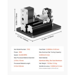 Minisorvi pöytäkäyttöön alumiiniseos 36 watin 70 mm halkaisija 130 mm pituus
