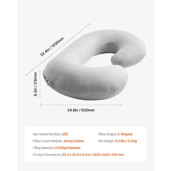 Raskaus- ja tukityyny C-muotoinen koko vartalon irrotettavalla konepestävällä jersey-puuvillapäällisellä polyesteritäytteellä