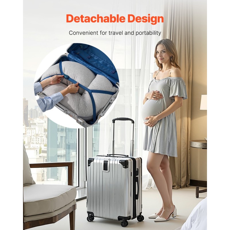 L-muotoinen raskaus- ja vartalotyyny polyesterikuitutäytteellä jersey-puuvillapäällisellä vaaleanharmaa