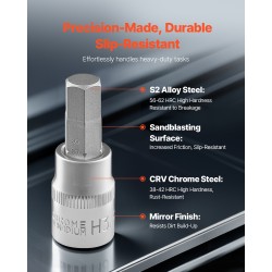 Kuusiokolohylsysarja 32-osainen metriset ja SAE-koot S2-seosteräs PE-säilytyskotelolla