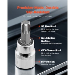 Torx-hylsysarja 13-osainen T8–T60 S2-seosteräs Cr-V-hylsyt PE-säilytyskotelo