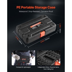 Kuusiokolohylsysarja 18-osainen tuuma ja metrinen koot 3–12 mm S2-seosteräksiset kärjet