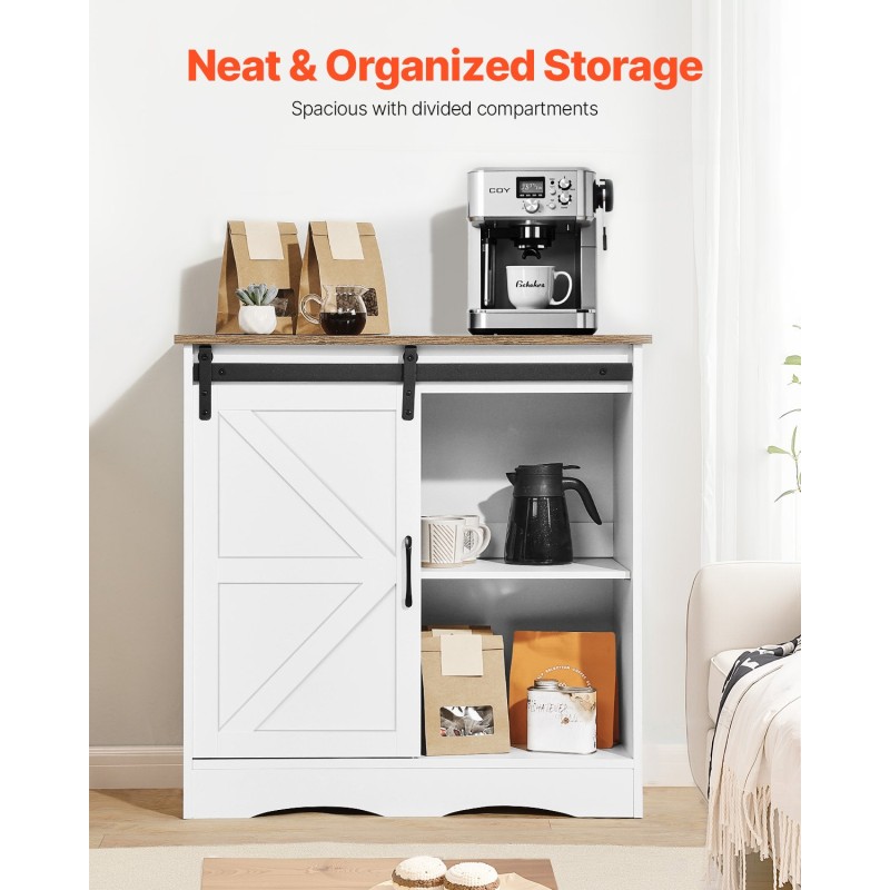 Kahvibaarikaappi maalaistyylinen 3-tasoinen melamiinipinnoitettu kaatumisenestolla olohuoneeseen