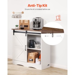 Kahvibaarikaappi maalaistyylinen 3-tasoinen melamiinipinnoitettu kaatumisenestolla olohuoneeseen