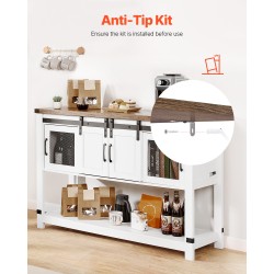 Kahvibaarikaappi maalaismainen melamiinipinnoitettu lastulevyrunko nelikerroksinen liukuovet pöytätaso