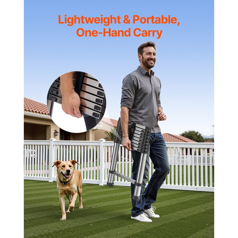 Teleskooppitikkaat ruostumattomasta teräksestä taitettavat 2540 mm 9 askelmaa 170 kg