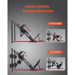 Säädettävä jalkaprässi ja hackkyykkylaite hiiliteräsrunko 7-portainen kotikuntosalille