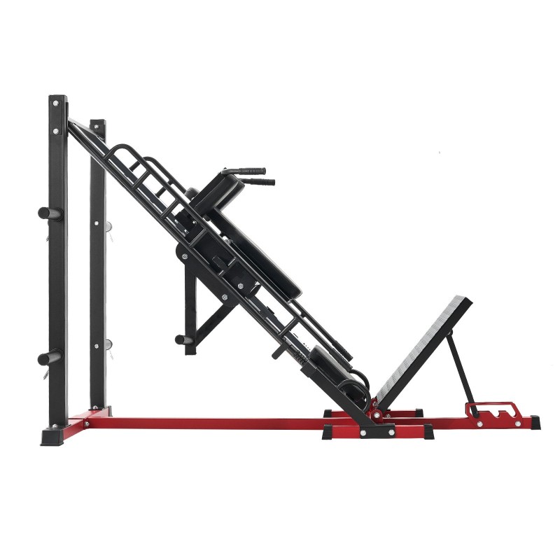 Säädettävä jalkaprässi ja hackkyykkylaite hiiliteräsrunko 7-portainen kotikuntosalille