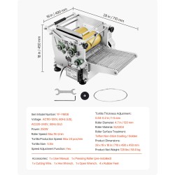 Automaattinen tortillakone ruostumatonta terästä SUS304 5,5-tuumainen 1–5 mm 1400 kpl/tunti