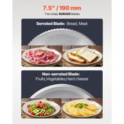 Sähkökäyttöinen lihaleikkuri kotikäyttöön 180W 7,5 tuuman SUS420 terä 0–15 mm