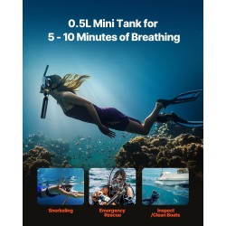 Kannettava alumiini 6061 sukellussäiliö 0,5 l 20 MPa musta 10 m maksimisyvyys