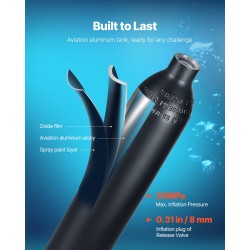 Sukelluspullo 0,5 l alumiini 6061 musta maksimisukellussyvyys 30 m