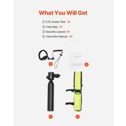 Sukelluspullo 0,5 l alumiini 6061 musta maksimisukellussyvyys 30 m