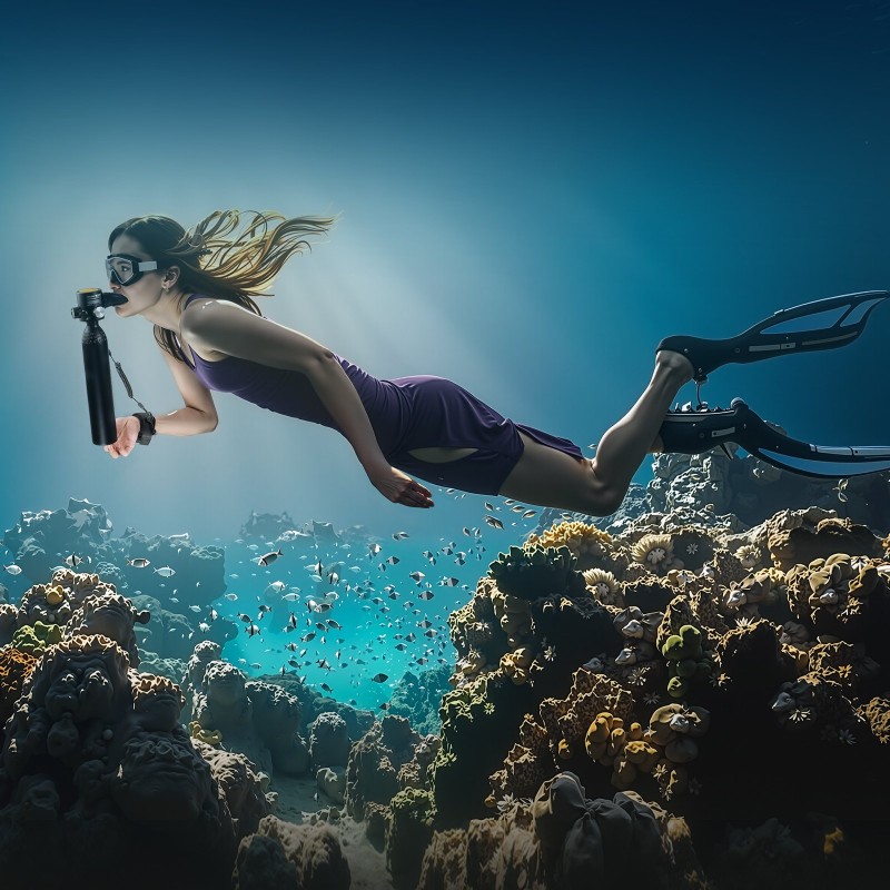 Sukelluspullo 0,5 l kompakti alumiini 6061 mataliin sukelluksiin aloittelijoille