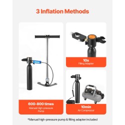 Sukelluspullo alumiini 6061 0,5 l kannettava lyhyisiin sukelluksiin käsipumpulla