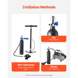 Sukelluspullo yhden litran alumiininen kannettava snorklaukseen ja lyhyisiin sukelluksiin