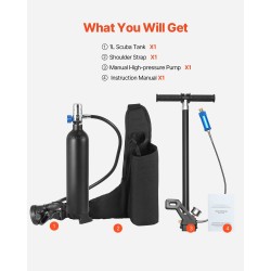 Sukelluspullo yhden litran alumiininen kannettava snorklaukseen ja lyhyisiin sukelluksiin