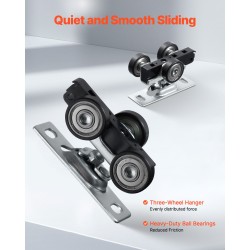 Taskuoven alumiininen kiskosarja 1746 mm kolmipyöräisillä ripustimilla 100 kg kantavuus sisäkäyttöön