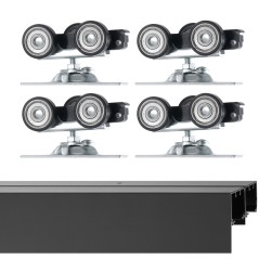 Liukuovikiskosarja alumiiniseos 1219 mm kahden oven järjestelmään 35–45 mm ovipaksuudelle