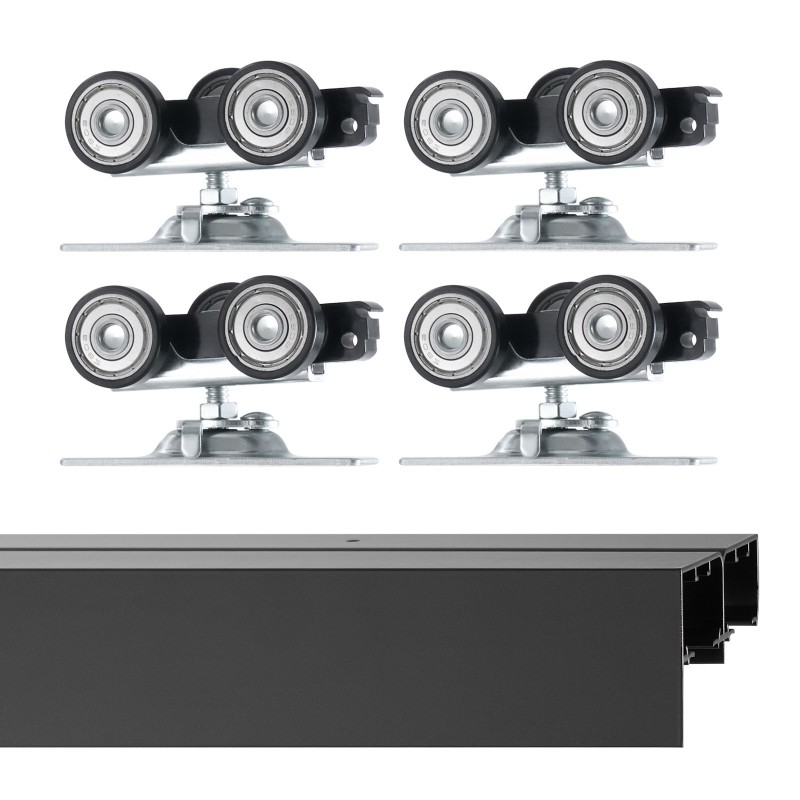 Liukuovikiskosarja alumiiniseos 1219 mm kahden oven järjestelmään 35–45 mm ovipaksuudelle