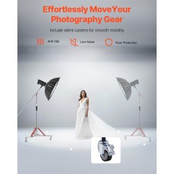 Kolmijalkainen valojalusta pyörillä ruostumaton teräs 1463–2987 mm 20 kg kantavuus