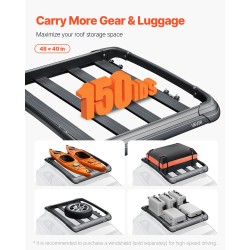 Kattotelineen tavarakori alumiini ja muovi 120 x 100 cm 68 kg